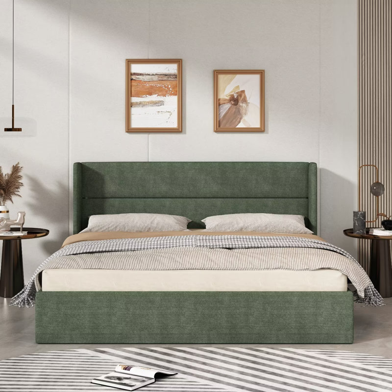 Gaillarde Hydraulic Lift Up Storage Upholstered Platform Bed Latitude Run Color Hunter Green Size Full